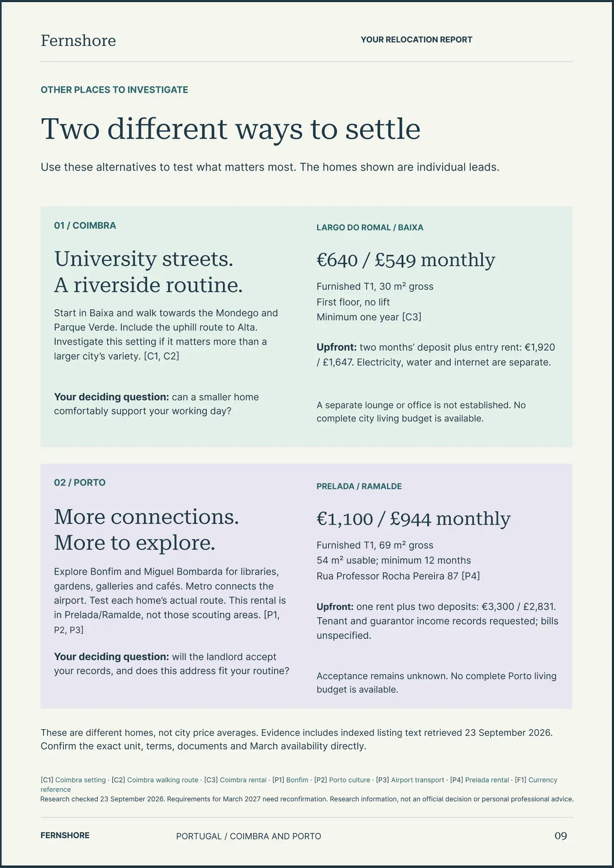 Page 9: Two different ways to settle. The text of this page follows the image.