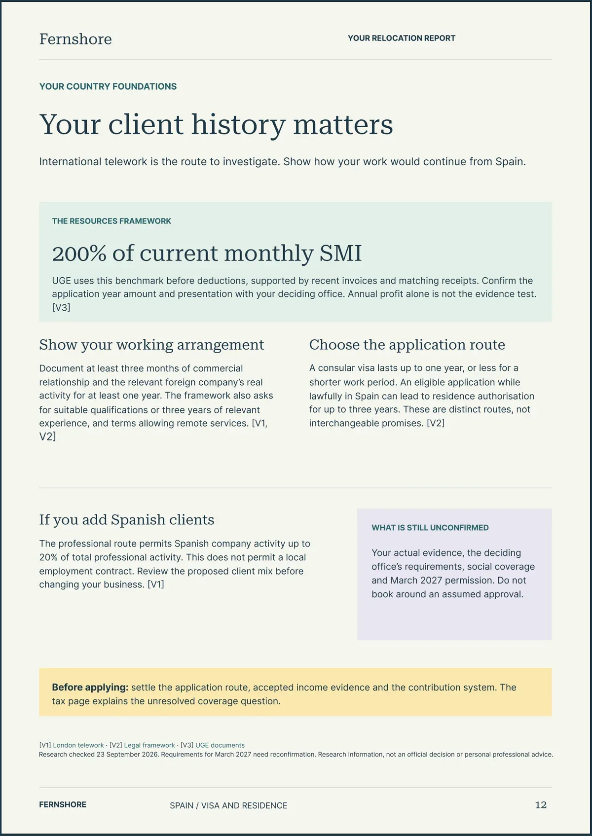Page 12: Your client history matters. The text of this page follows the image.