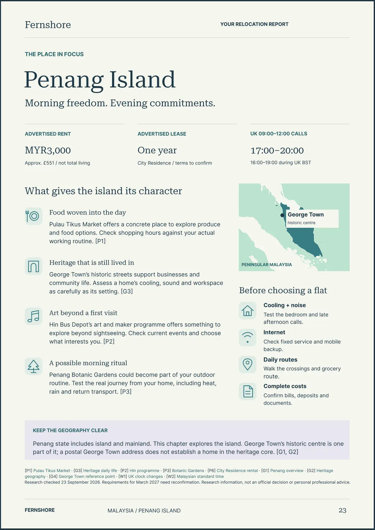 Page 23: Penang Island. The text of this page follows the image.