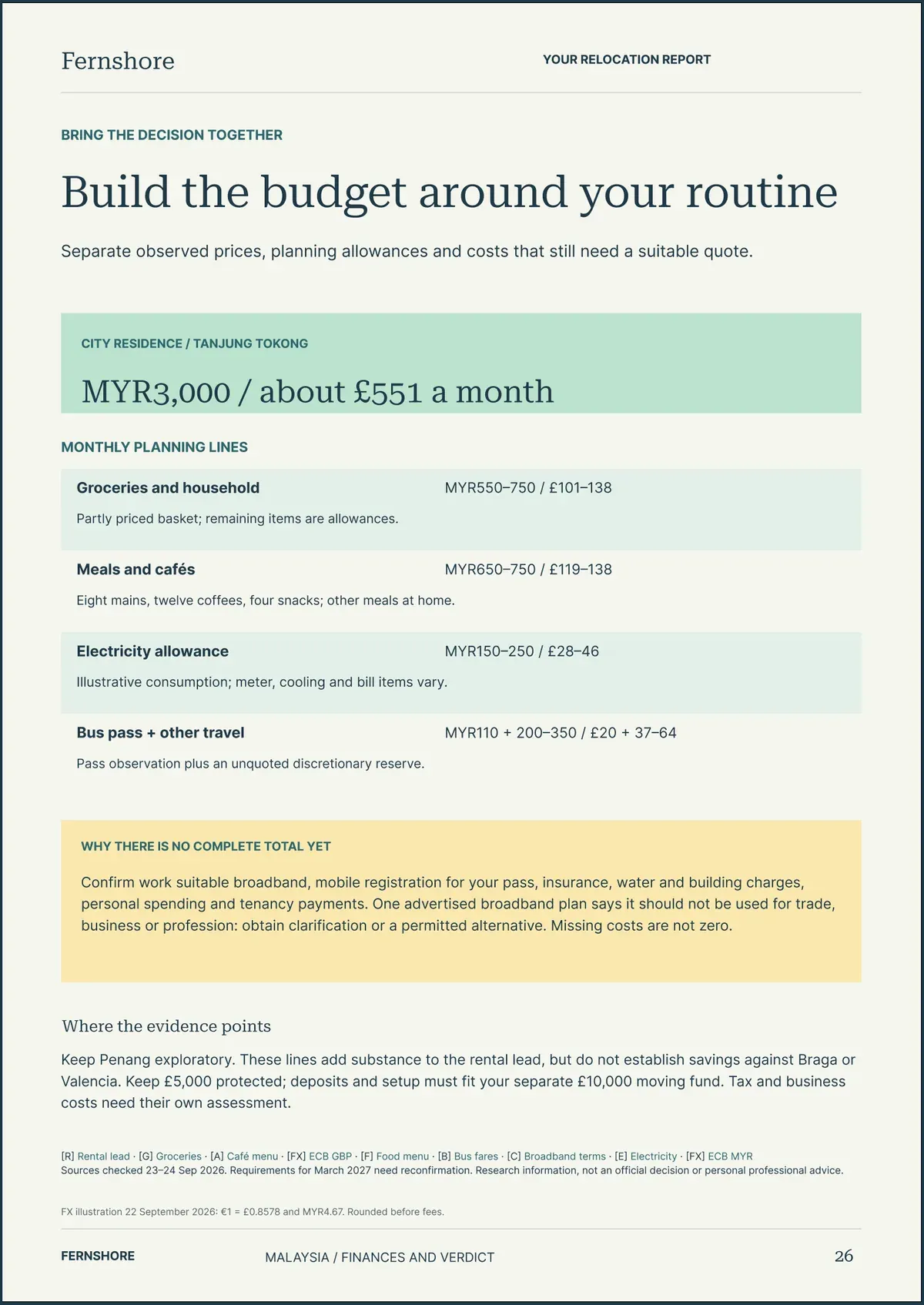Page 26: Build the budget around your routine. The text of this page follows the image.